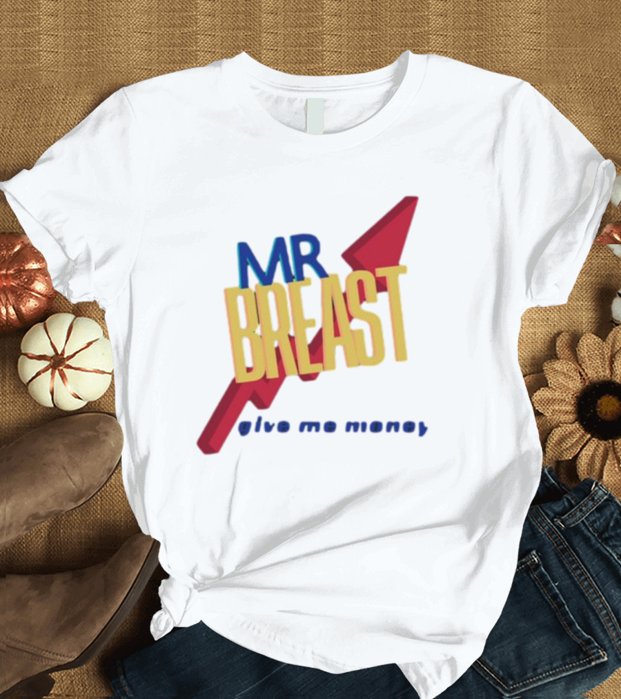 Mr Breast Give Me Money Retro Style Iconic T-Shirt