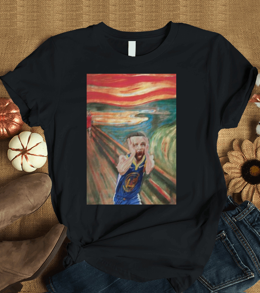 Curry The Scream Basketball Star Meets Iconic Painting Fusion T-Shirt