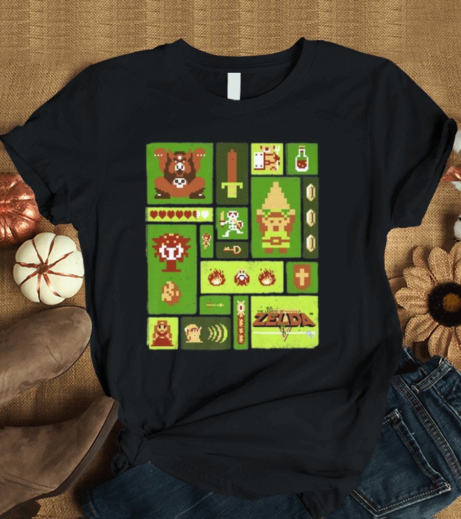 Kane Carter Legend of Zelda Retro Pixel Collage T-Shirt