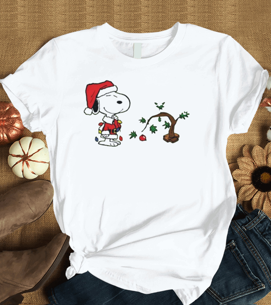 Snoopy Santa Christmas Tree Merry Christmas T-Shirt
