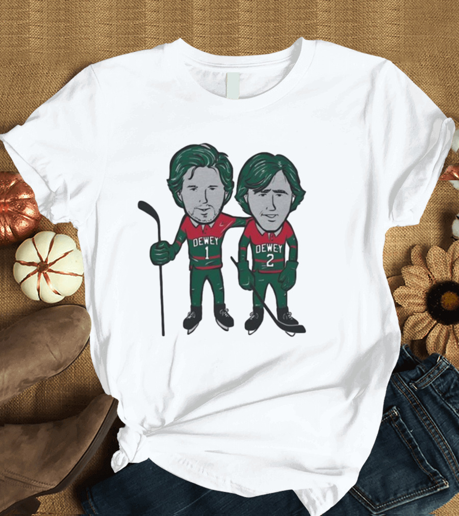 Minnesota Wild Meet The Deweys Sotastick Dewey 1 Dewey 2 Hockey Players T-Shirt