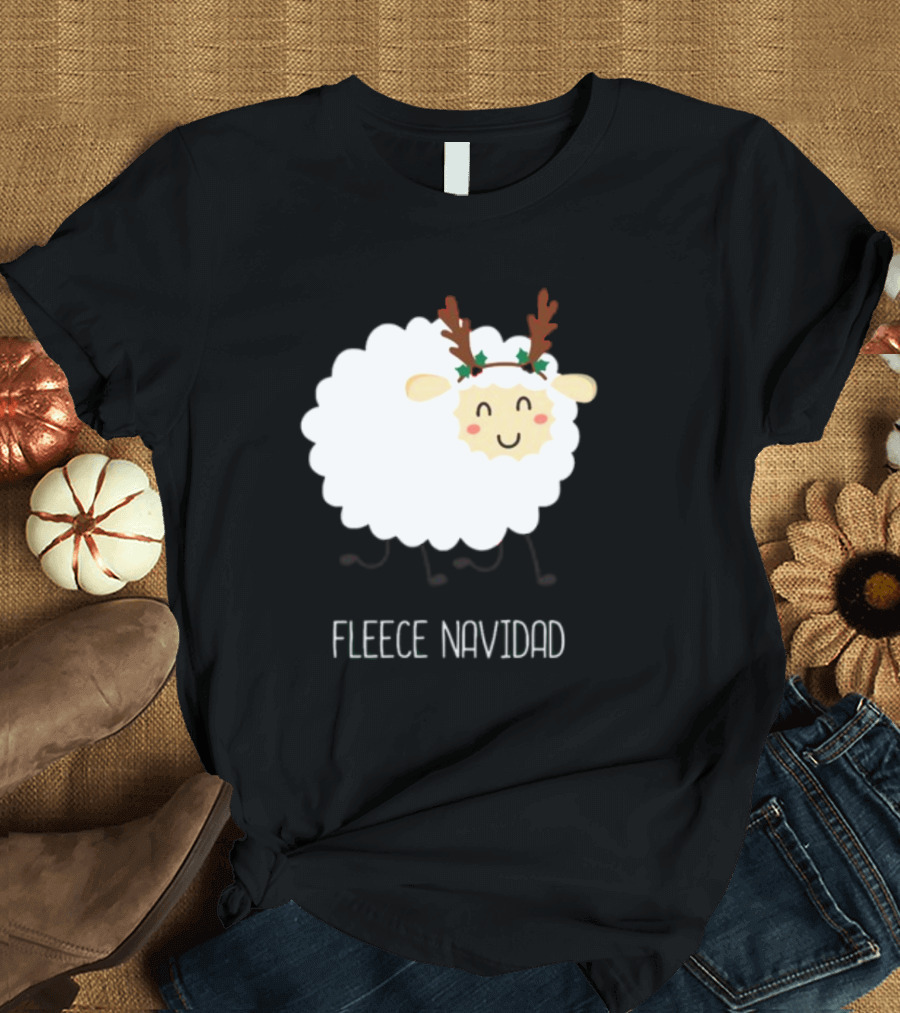 Fleece Navidad Christmas Sheep with Antlers T-Shirt