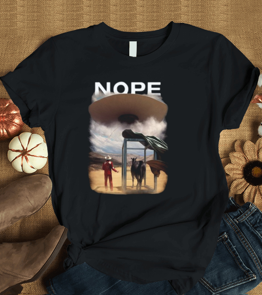 NOPE The Star Lasso Experience With UFO Above Cow and Cowboy T-Shirt