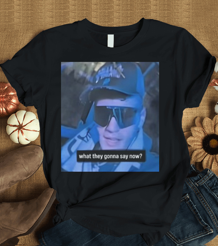 What They Gonna Say Now - Man in Sunglasses and Cap with Blue Tint T-Shirt