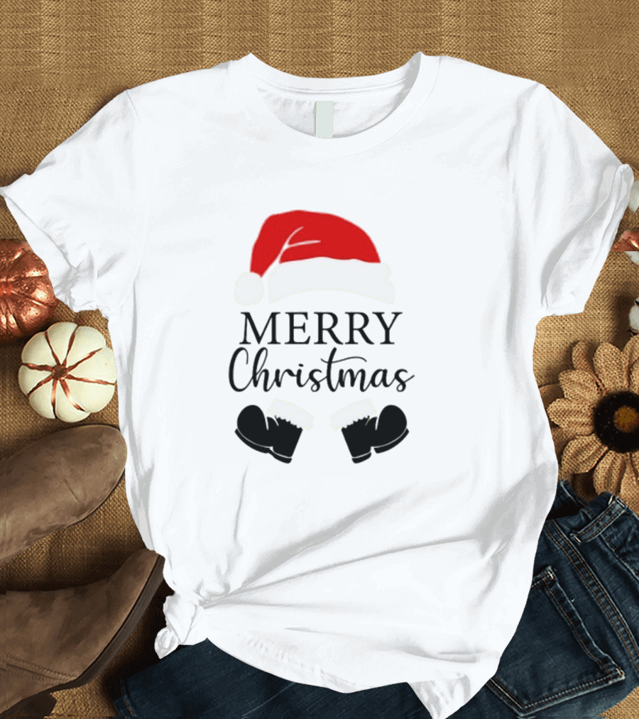 Merry Christmas Santa Hat and Boots Svg T-Shirt