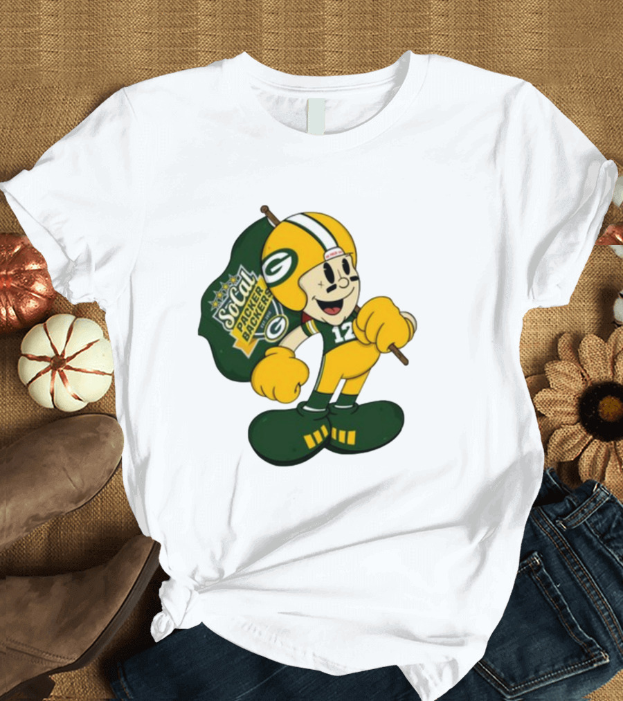 Socal Packer Backers 12 Retro Cartoon Football Character T-Shirt