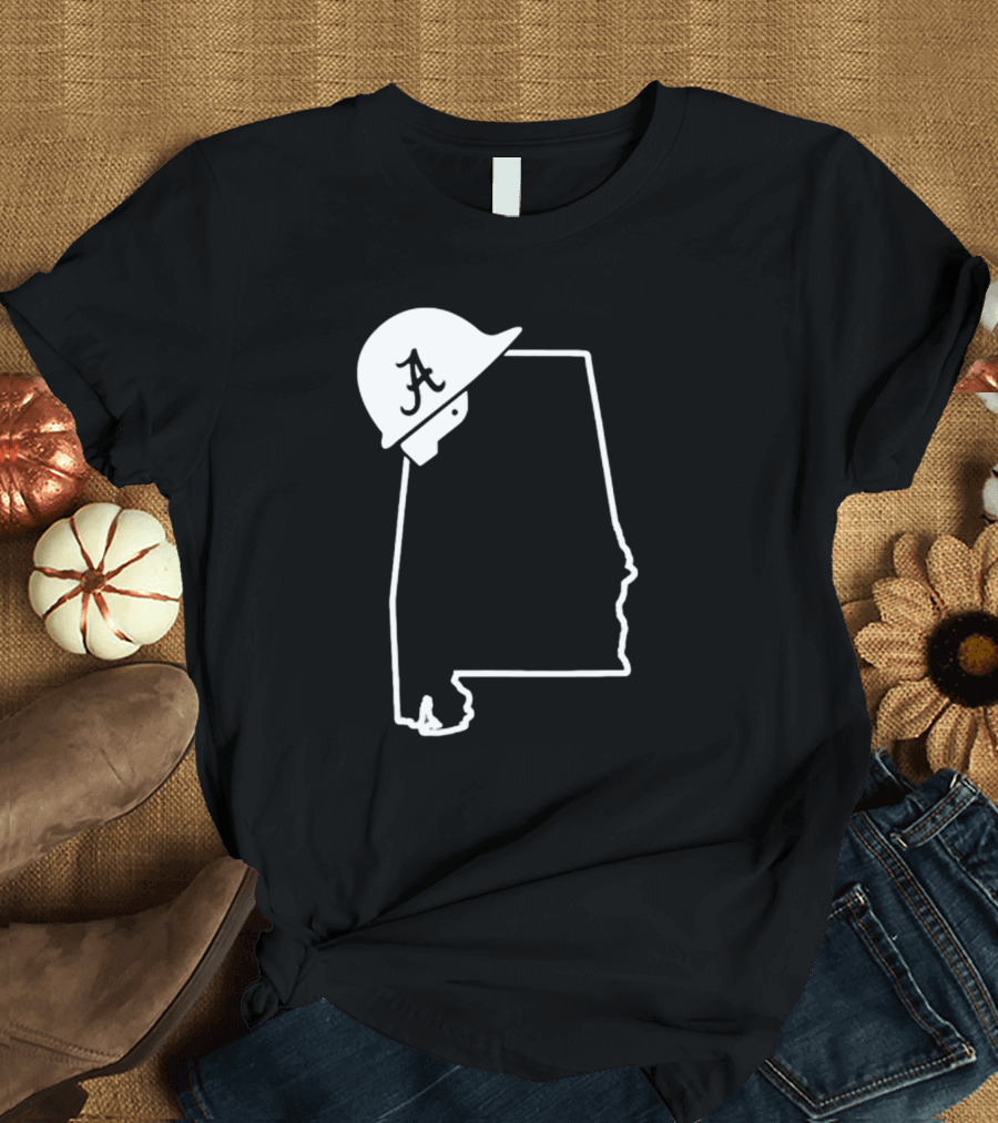 Alabama State Outline with Safety Helmet Featuring A T-Shirt