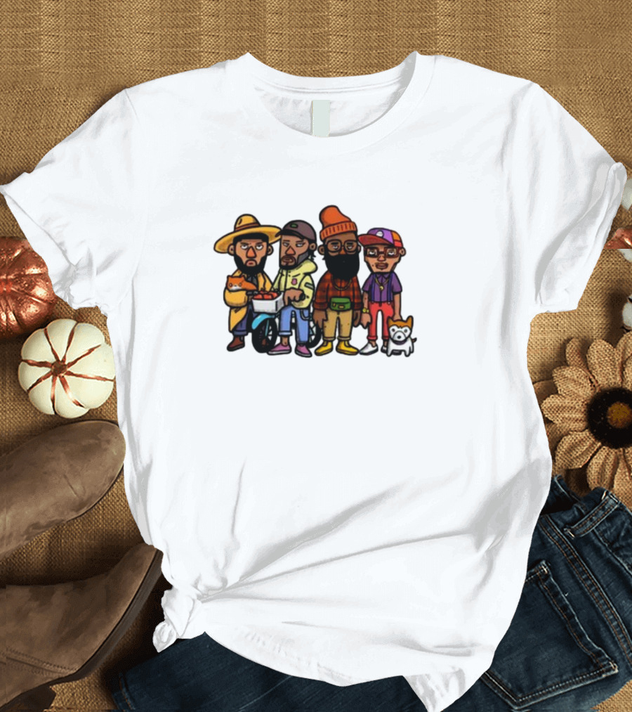 Lolwtferic Hipster Outfit Cartoon Crew with Dog T-Shirt