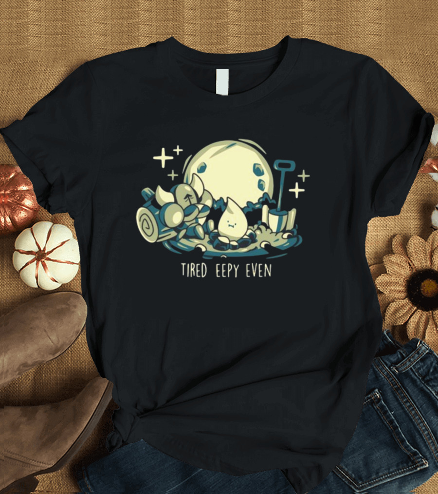 Tired Eepy Even Sleepy Characters Under Moonlit Sky T-Shirt