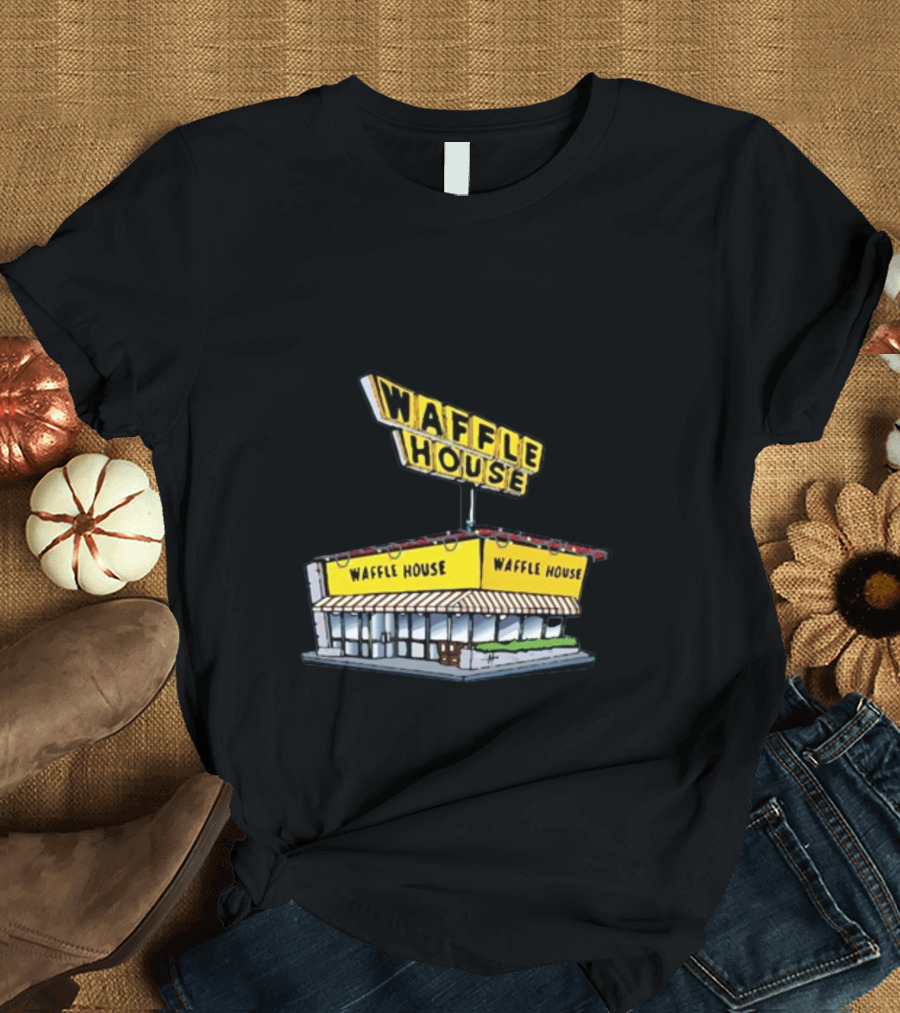 Waffle House Blue Christmas Storefront Signage T-Shirt