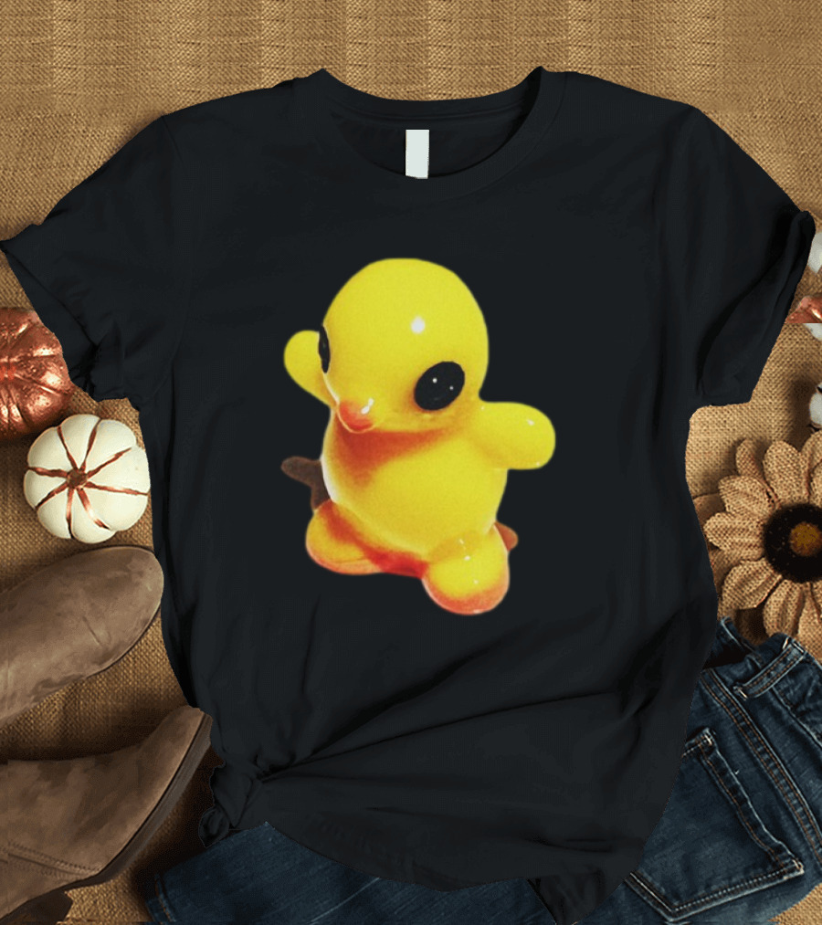 Fleshwater Plastic Duck Yellow Figurine With Black Eyes T-Shirt