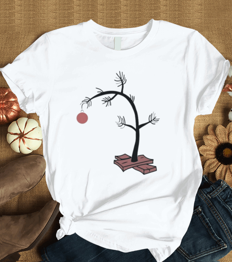 Sad Little Christmas Tree with Single Red T-Shirt