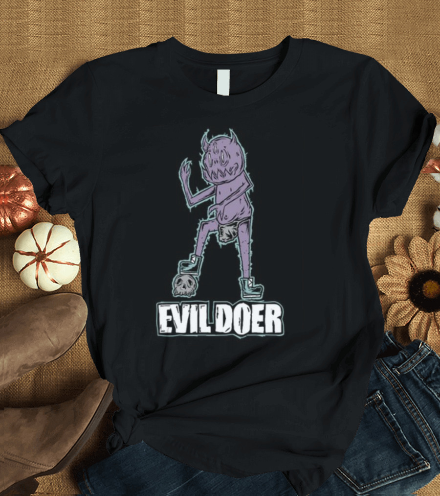Evil Doer Purple Monster with Skull and Spikes T-Shirt