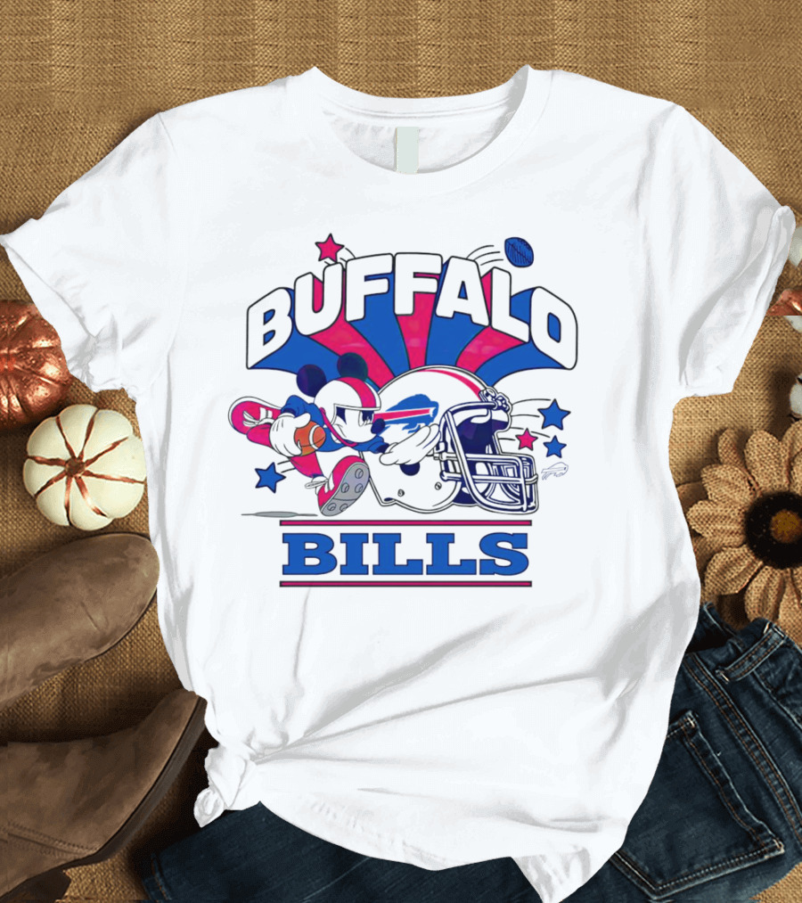 Buffalo Bills Football Mickey Mouse Tackle Starburst T-Shirt