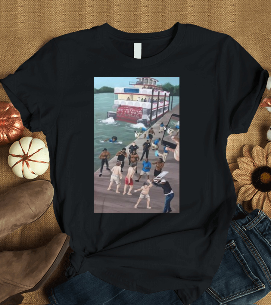 Kenny Akers Alabama River Brawl Boat Dock Scene T-Shirt