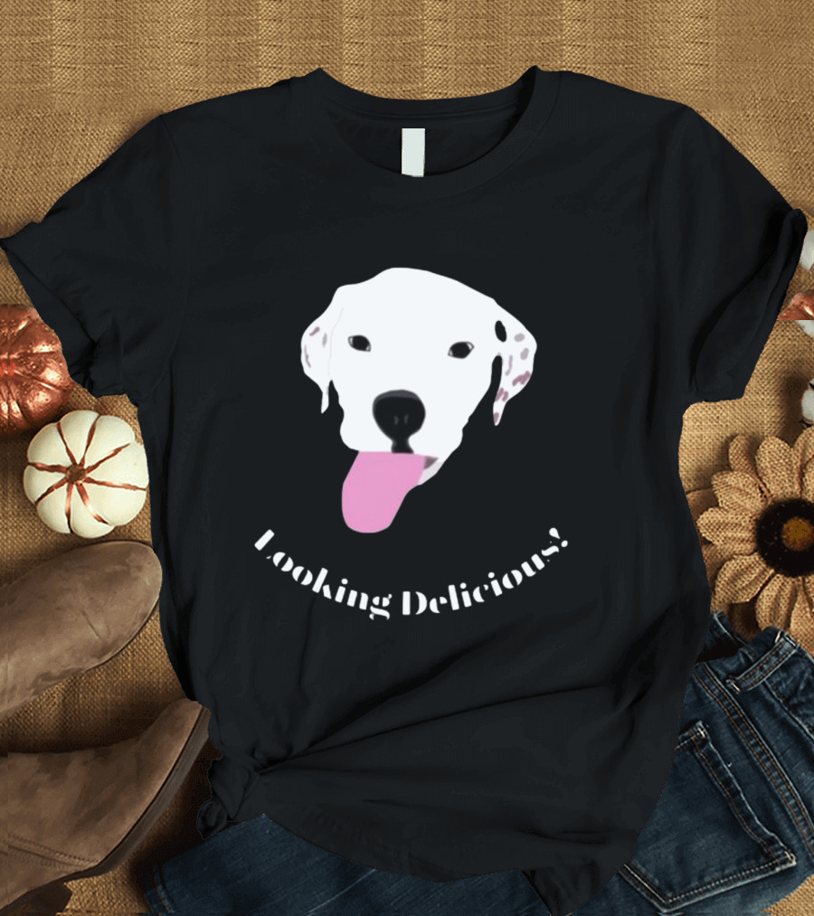 Looking Delicious Remi Dog Illustration with Pink Tongue T-Shirt