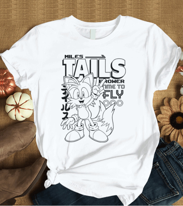 T-Shirt: Miles Tails Prower Time To Fly Japanese Text T-Shirt Miles Tails Prower Time To Fly Japanese Text T-Shirt