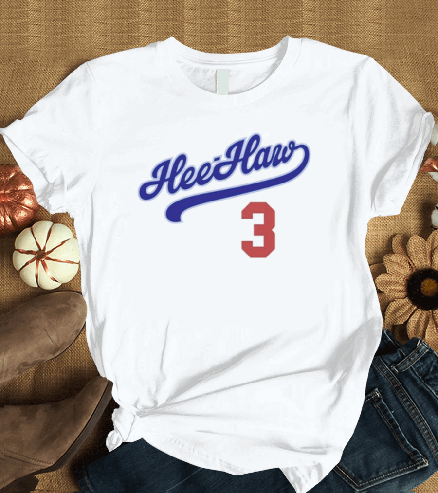 Hee-Haw 3 Vintage Script Style with Red Number T-Shirt