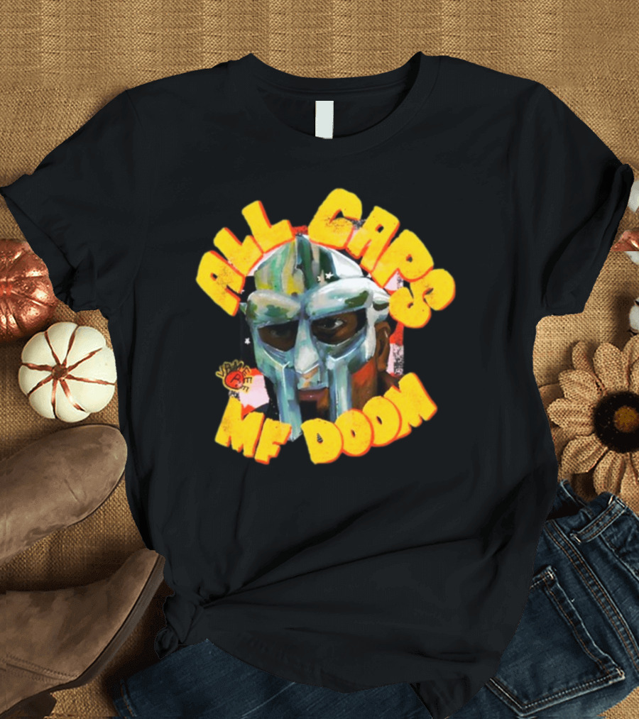 All Caps MF DOOM Villain Graphic Mask T-Shirt