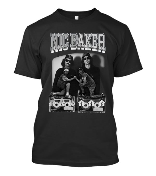 Nic Baker Mixtape 80s Style Skateboarders Retro Black And White Photography T-Shirt