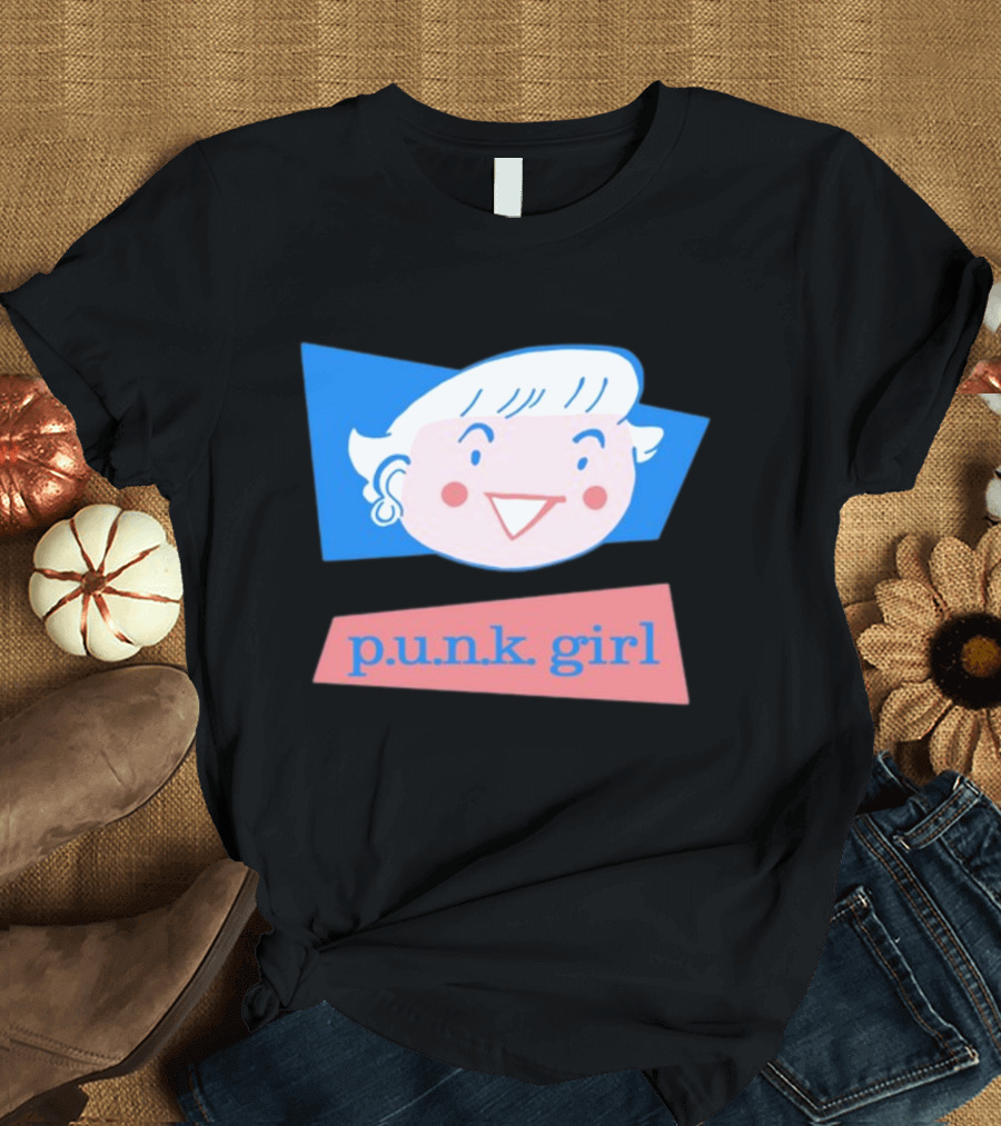 P.U.N.K. Girl Retro Cartoon Style Face T-Shirt