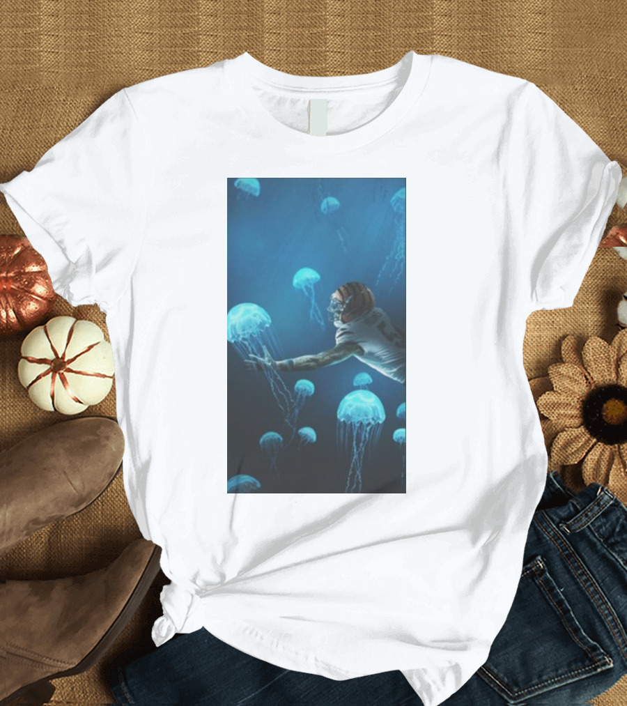 Higgins Jellyfish Football Dive Fantasy Scene T-Shirt