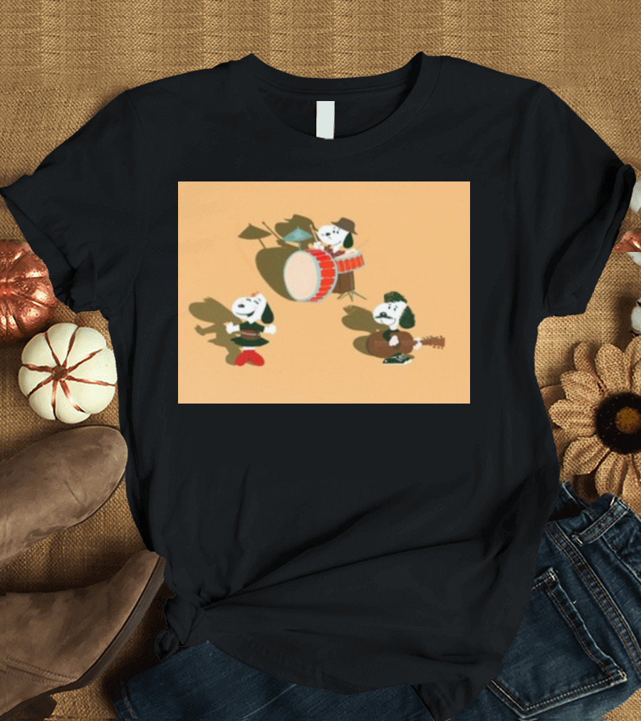 Paramore and Snoopy Characters Playing Musical Instruments T-Shirt