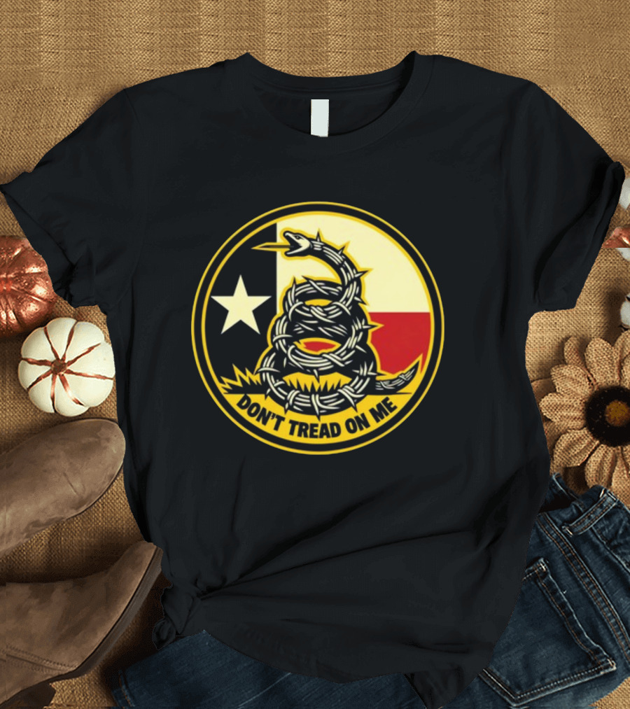 Don't Tread On Me Barbed Snake With Texas Flag Star T-Shirt