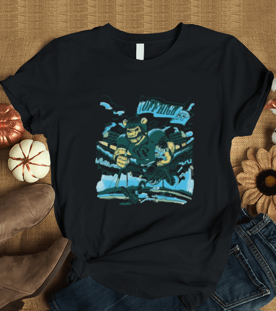 Offhigh Progress Pulse White Charging Bear Athlete in a Dynamic Sports Adventure T-Shirt