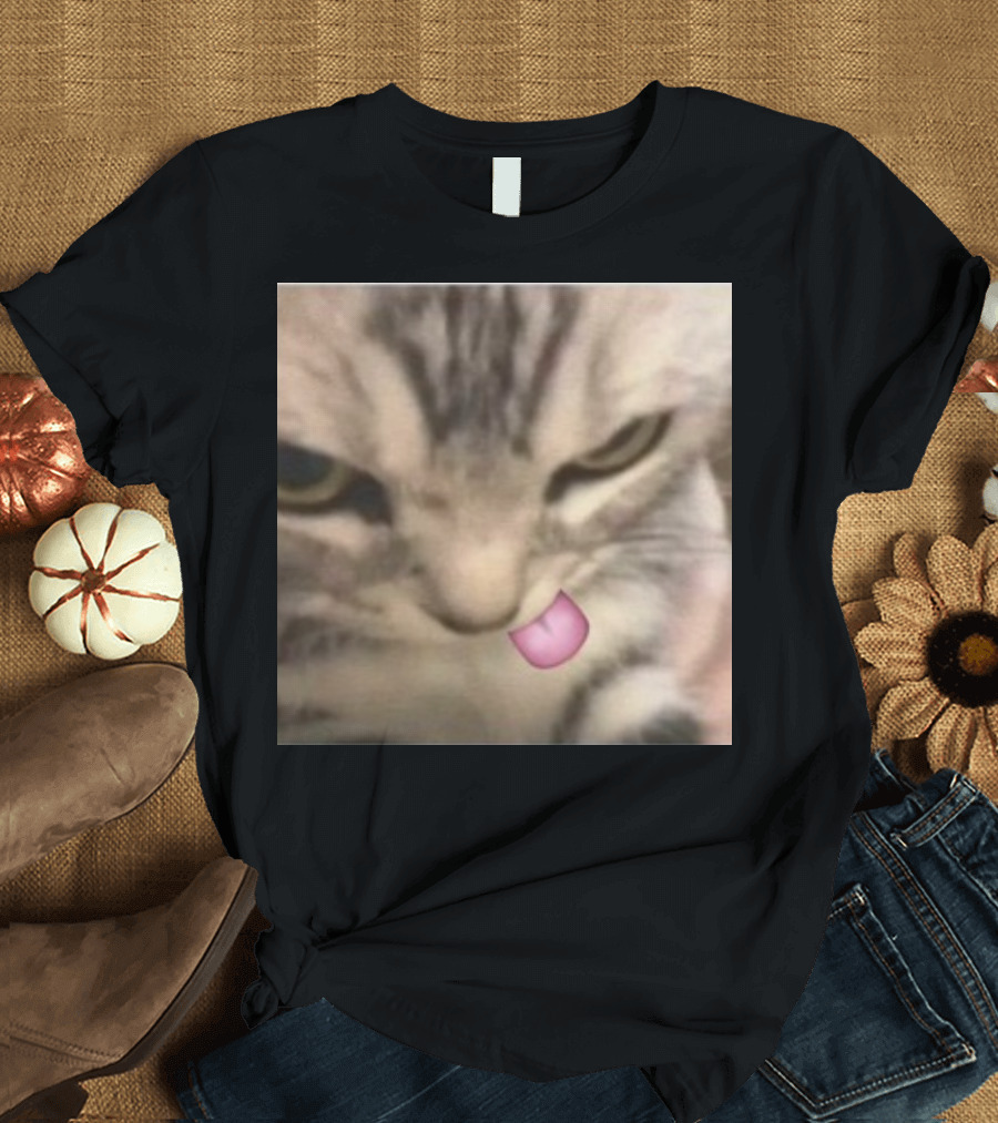 Sillyteestudio Silly Kitten Funny Cute Tongue Out Cat Meme T-Shirt