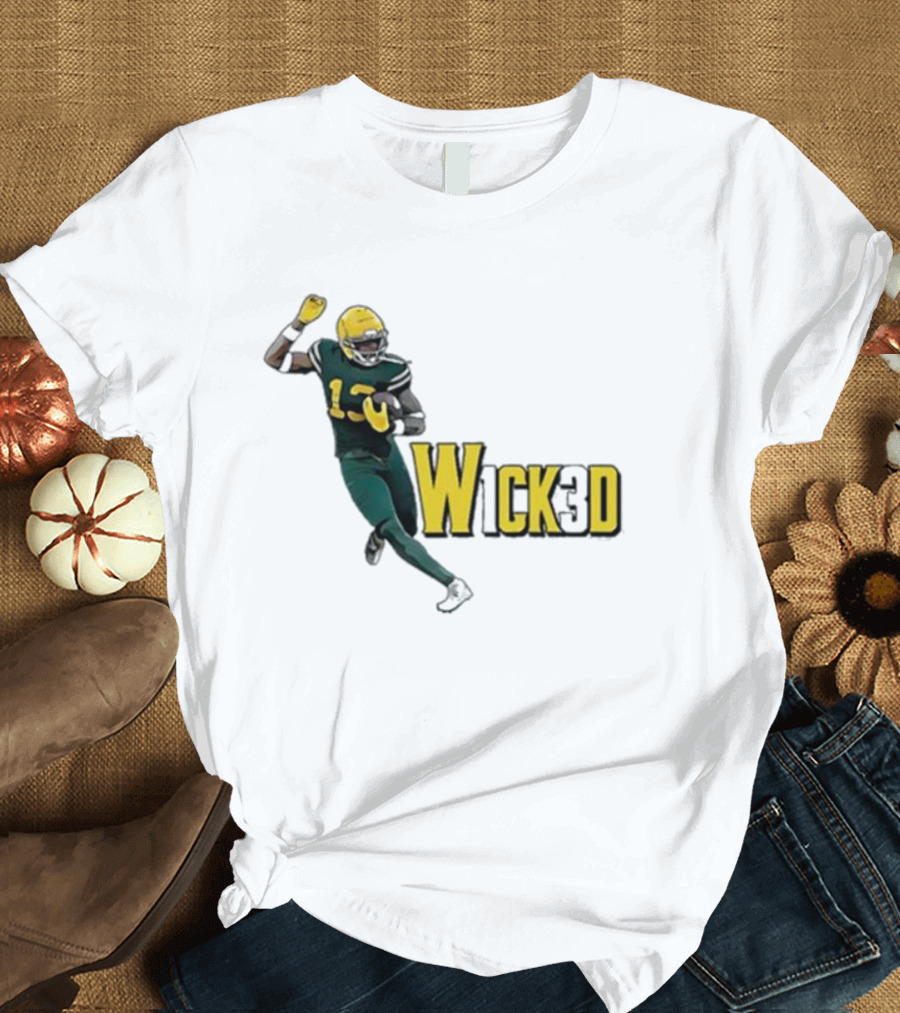 W1ck3d Football Player Yellow Helmet Green Jersey 13 T-Shirt