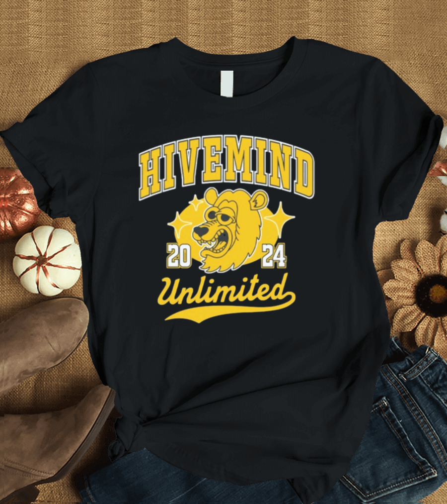 Hivemind Unlimited 2024 Bear Illustration Yellow Stars T-Shirt