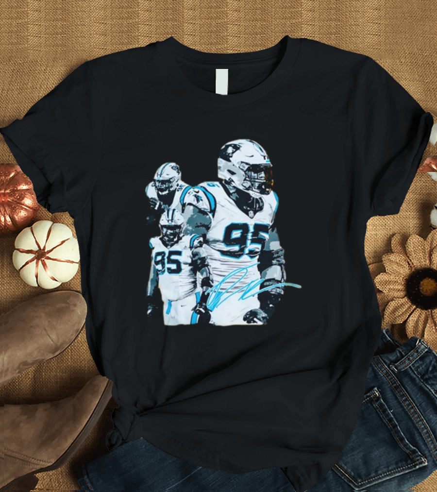 Kai Brown Wearing Carolina Panthers Derrick Brown 95 NFL Football T-Shirt