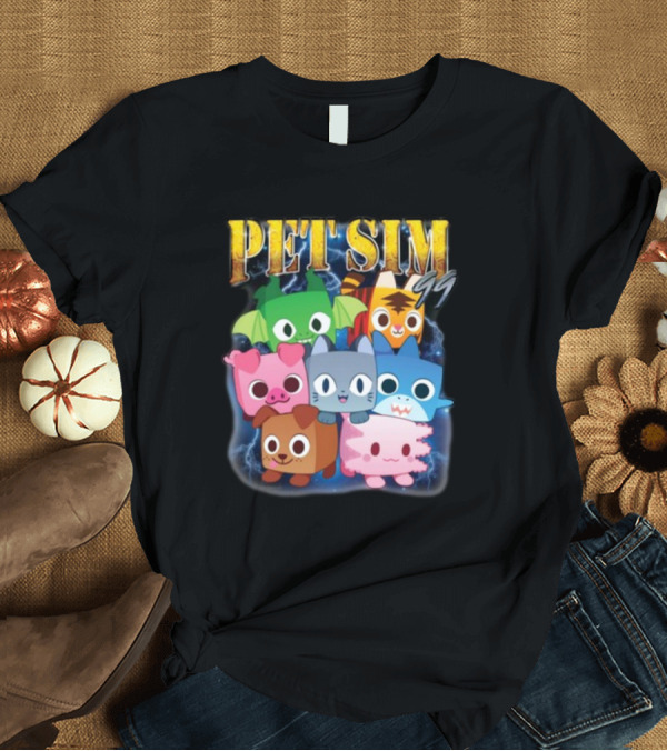 T-Shirt: Pet Sim Ninety Nine Cute Animal Characters with GG T-Shirt Pet Sim Ninety Nine Cute Animal Characters with GG T-Shirt