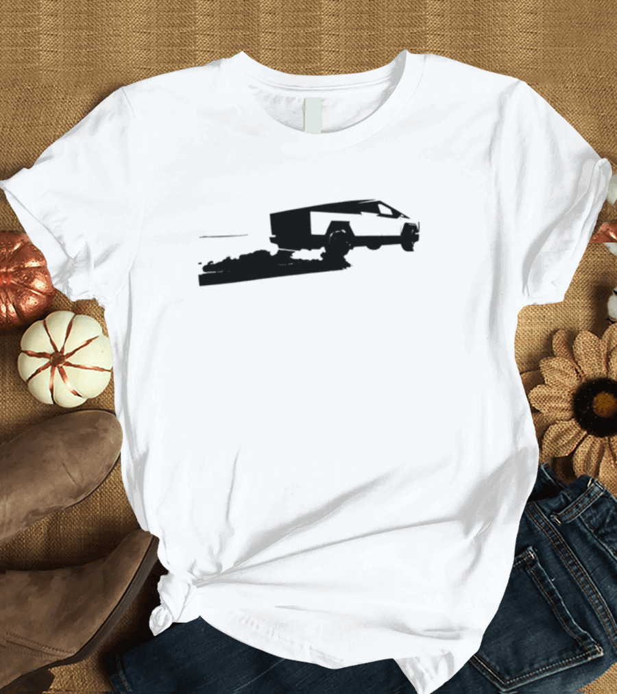 Cybertruck Foundation Monochrome Outline Futuristic Vehicle T-Shirt