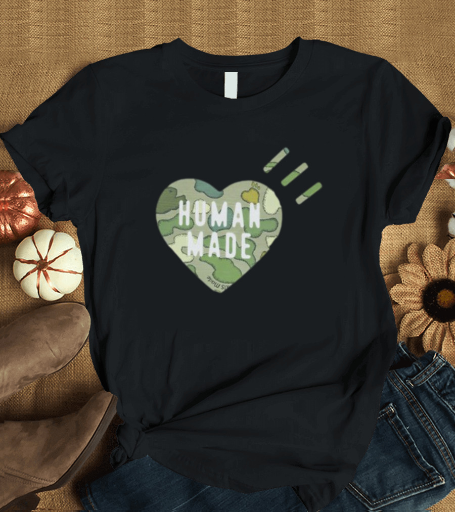 HUMAN MADE Camo Heart Kaws Collaboration T-Shirt