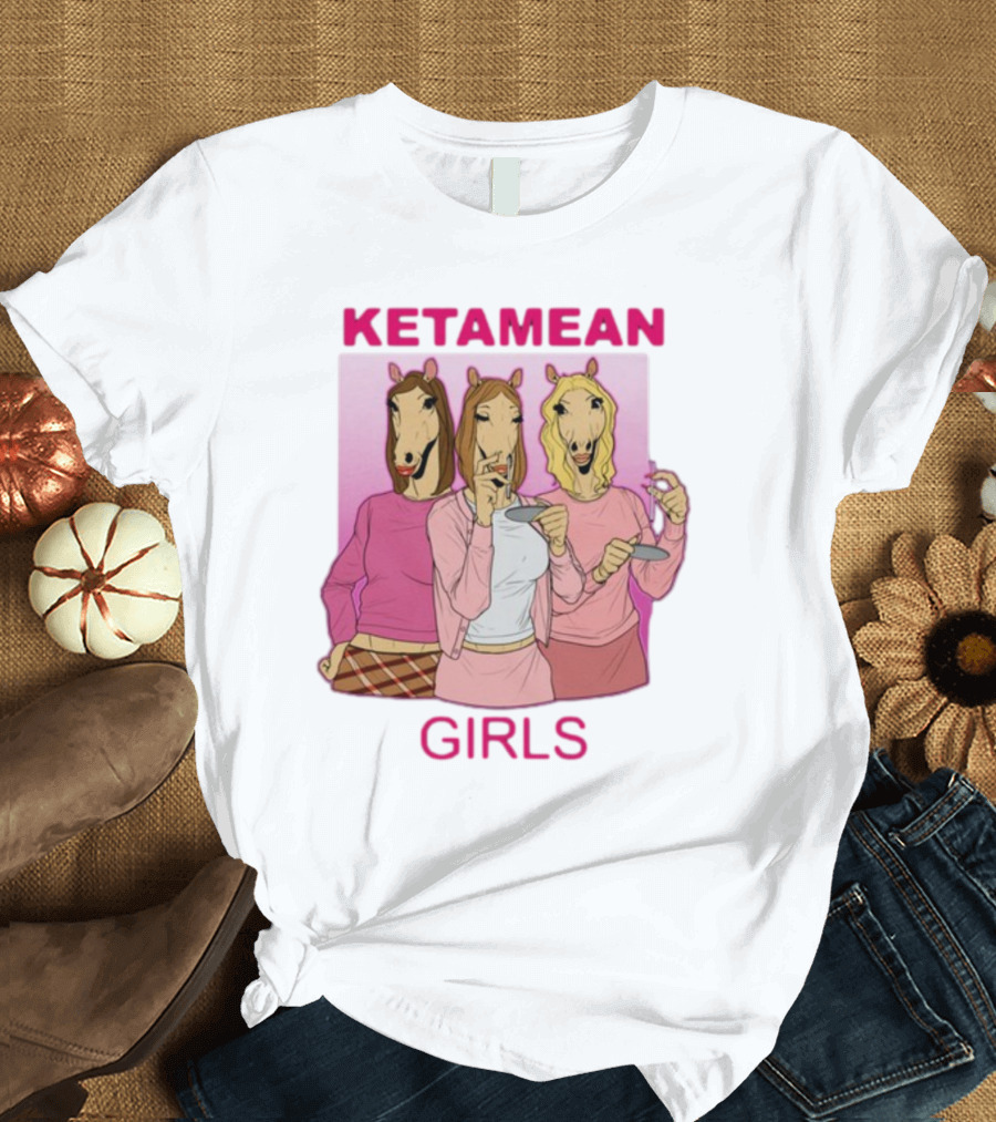 Ketamean Girls Horse Head Trio in Pink Outfits T-Shirt