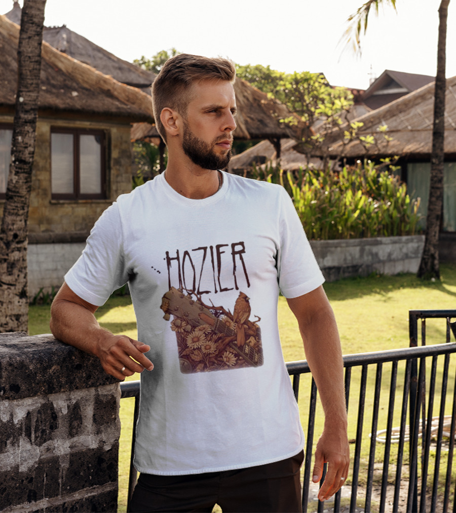 Hozier Jacksonville May 7 Show Guitar And Floral Bird T-Shirt