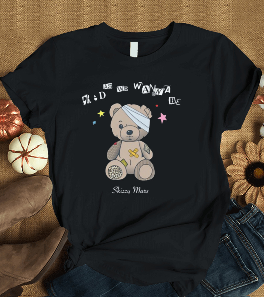 Bad As We Wanna Be Skizzy Mars Bear Bandaged Teddy with Stars T-Shirt