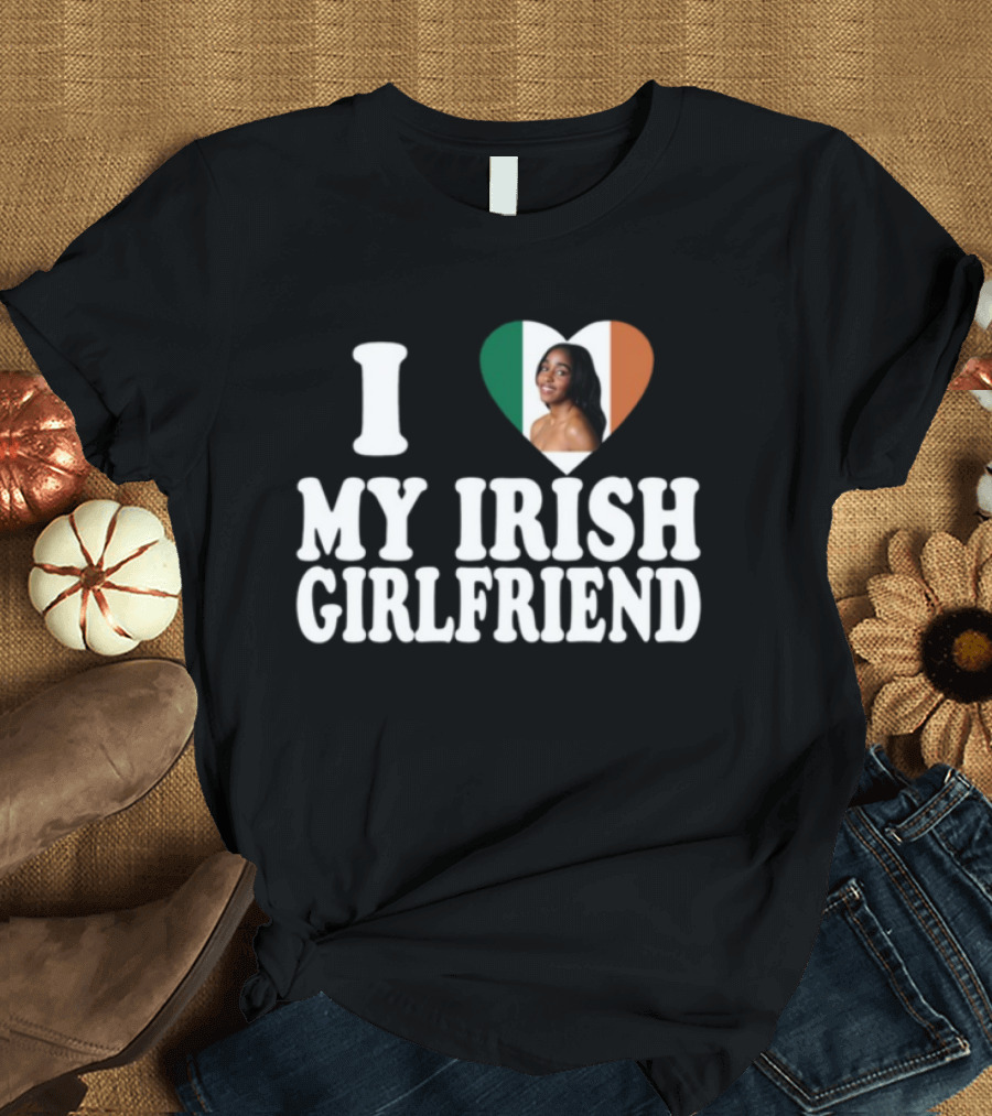 Luketaylorr I Love My Irish Girlfriend Irish Flag Heart Ayo Edebiri T-Shirt