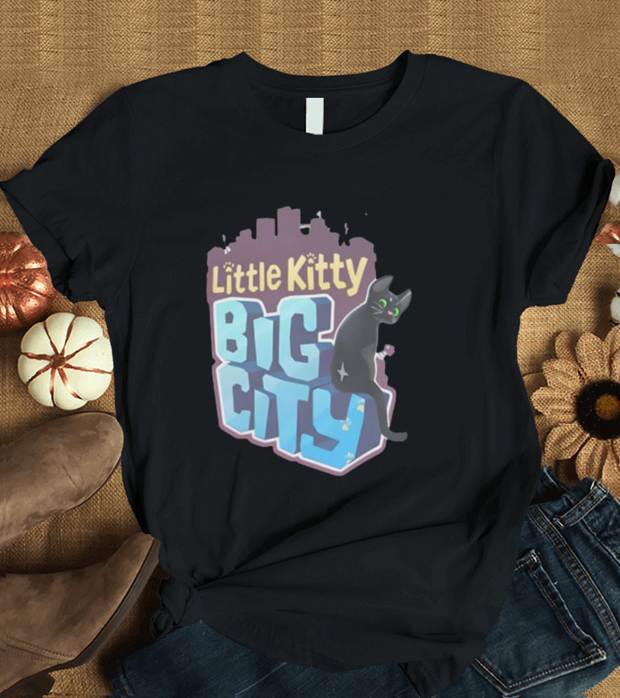 Little Kitty Big City Playful Cat Adventure T-Shirt