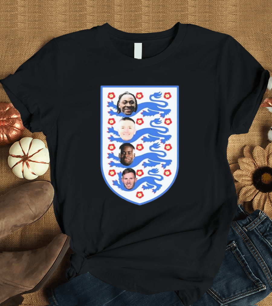 Four Lions Omari Patrick Marc Guehi England Team Football Emblem T-Shirt