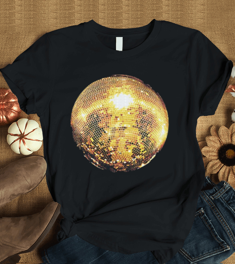Gold Disco Ball Vintage 90s Shine Reflective Party T-Shirt