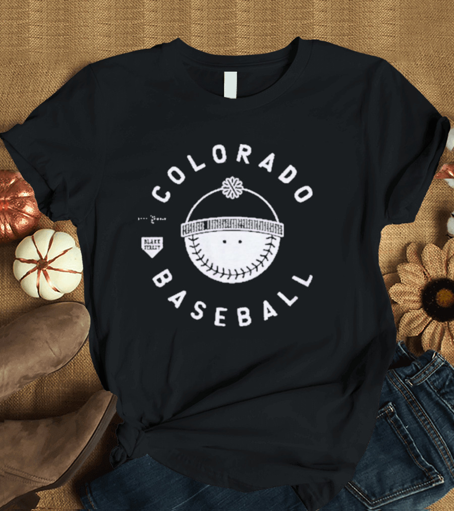 Colorado Baseball Smile Face With Winter Hat T-Shirt