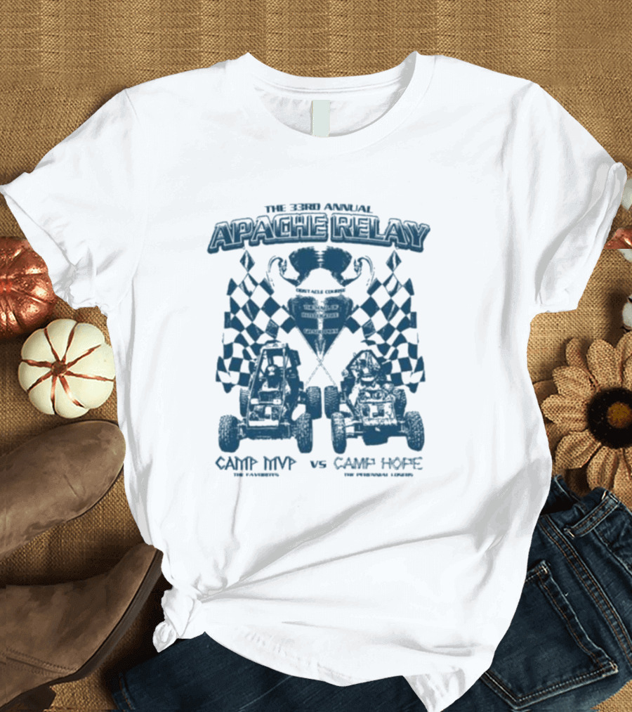 The 33rd Annual Apache Relay Camp MVP vs Camp Hope Racing Go-Karts with Checkered Flags T-Shirt