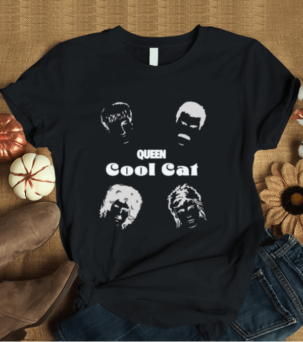 T-Shirt: Queen Cool Cat Silhouette Faces T-Shirt Queen Cool Cat Silhouette Faces T-Shirt