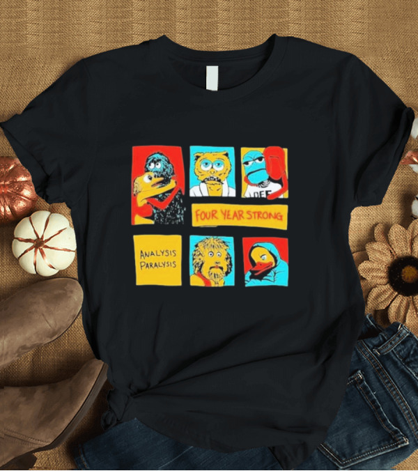 T-Shirt: Four Year Strong Analysis Paralysis Characters in Colorful Panels T-Shirt Four Year Strong Analysis Paralysis Characters in Colorful Panels T-Shirt