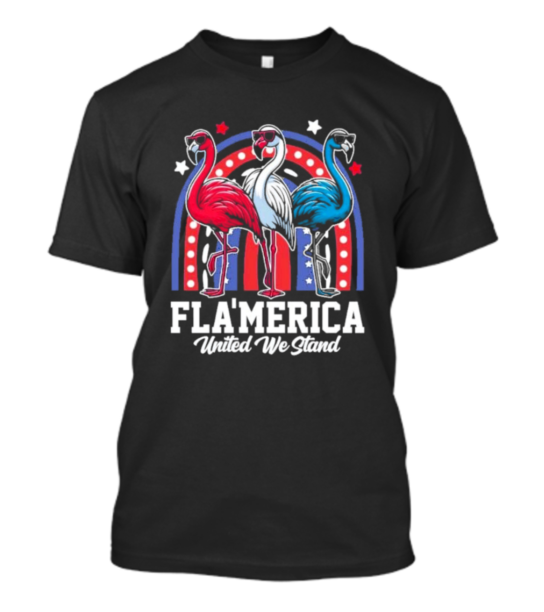 Flamingos Fla’merica Patriotic Red White Blue United We Stand T-Shirt
