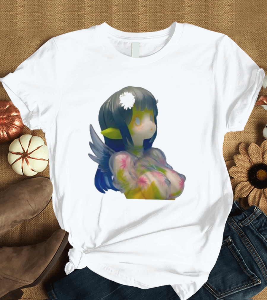 Kikillopieces Makino Fantasy Figurine with Elf Ears and Floral T-Shirt