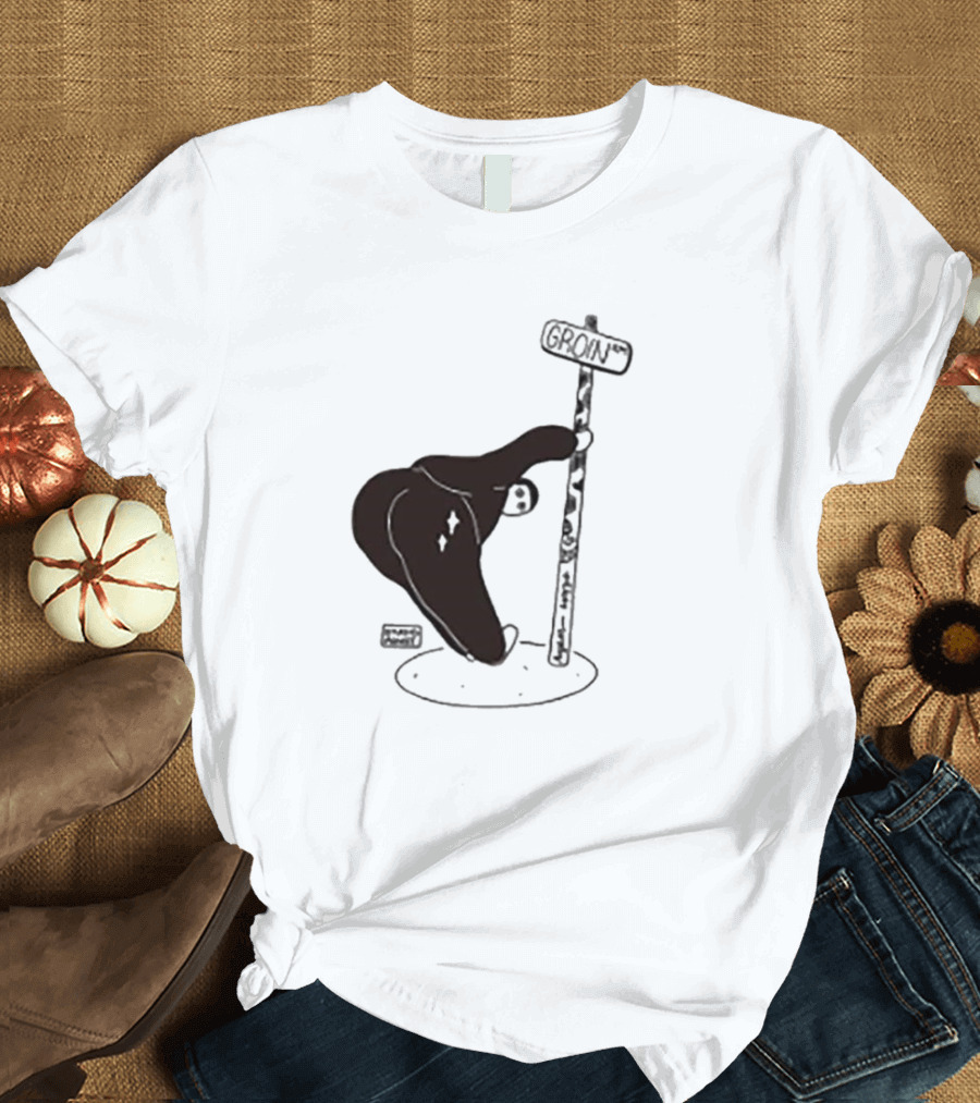 Groin Street Sign with Bandaged Steak Character by Rpwp T-Shirt